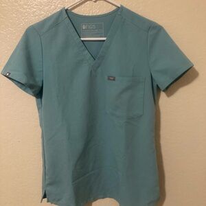 Figs Women's Light Blue V-Neck Scrub Top